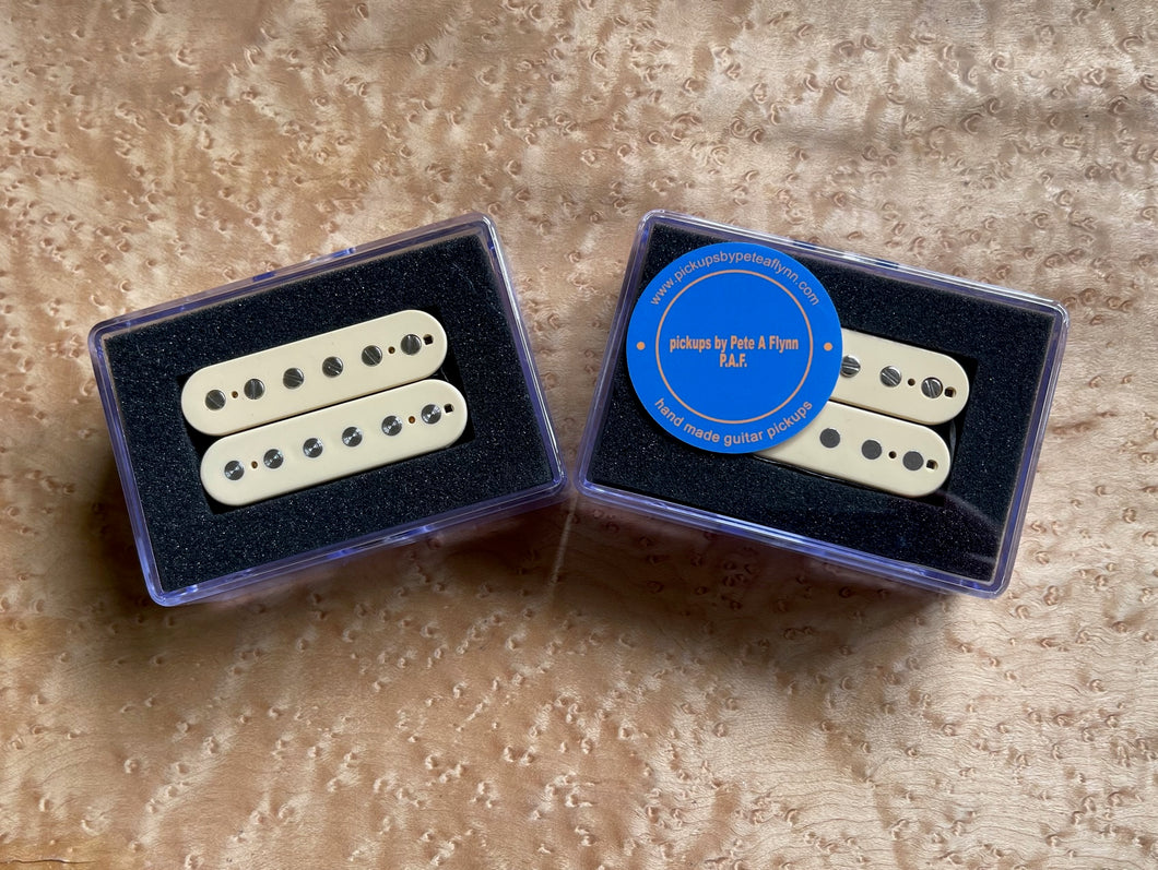Pickups by Pete A Flynn, PAF Cream Pi set #96 with aged Nickel Covers - The Music Gallery