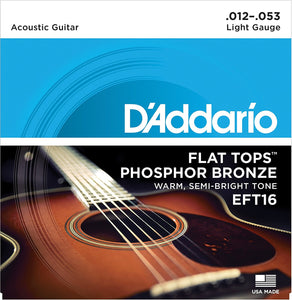 D'Addario EFT16 .012-.053 Flat Tops Light Acoustic Guitar Strings - The Music Gallery