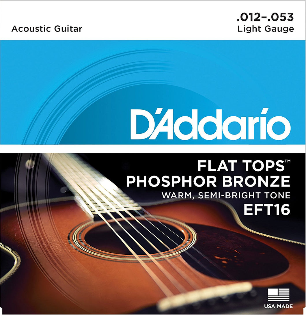 D'Addario EFT16 .012-.053 Flat Tops Light Acoustic Guitar Strings - The Music Gallery