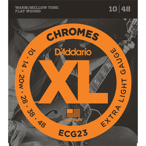 D'Addario Flat Wound Extra Light .010-.048 ECG23 Chromes Electric Guitar Strings - The Music Gallery