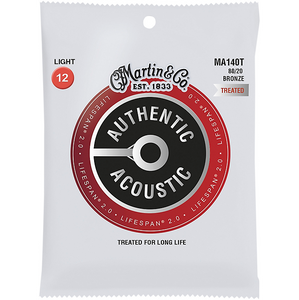Martin MA140T Light .012-.054 80/20 Bronze Treated Authentic Acoustic Guitar Strings - The Music Gallery