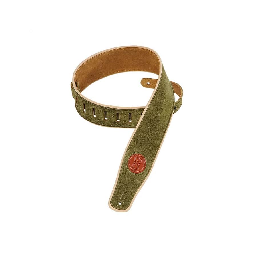 2.5 Leather Backed Guitar Strap - Light Green/Cream