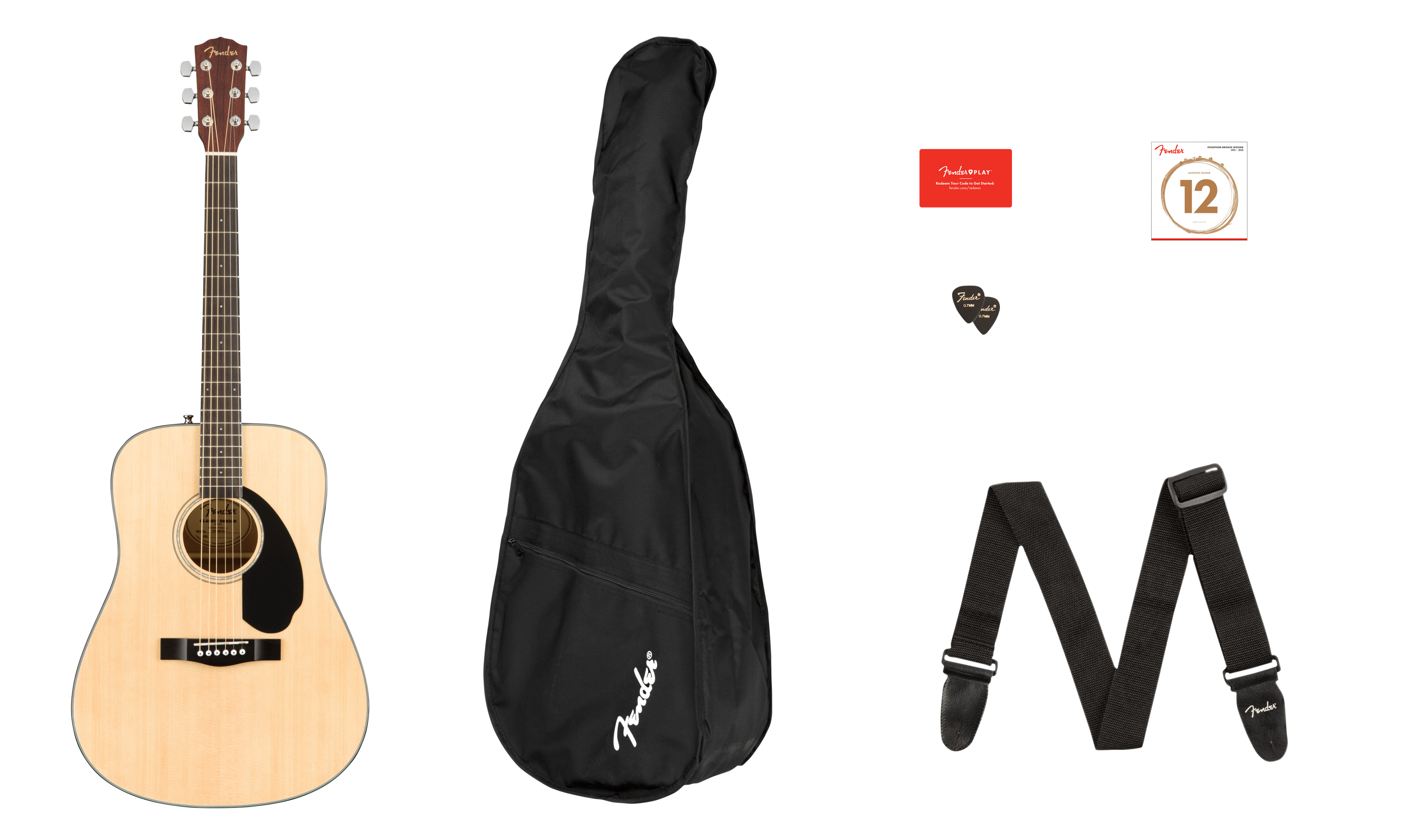 Fender CD-60S Dreadnought Acoustic Guitar Pack V2 in Natural