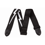 Fender Nylon Lightning Bolt 2" Guitar Strap Black/White - The Music Gallery