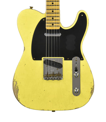 Fender Custom Shop 50s Telecaster Relic in Graffiti Yellow - 1 Piece Body R136827 - The Music Gallery
