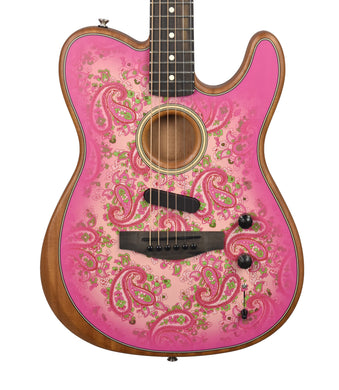 Used 2022 Fender American Acoustasonic Telecaster in Pink Paisley US220164A