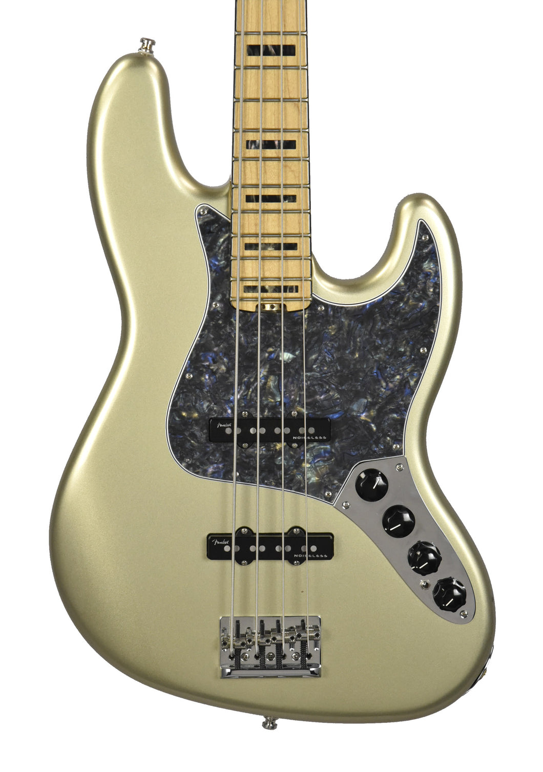 Used 2018 Fender American Elite Jazz Bass Guitar in Champagne US18039422