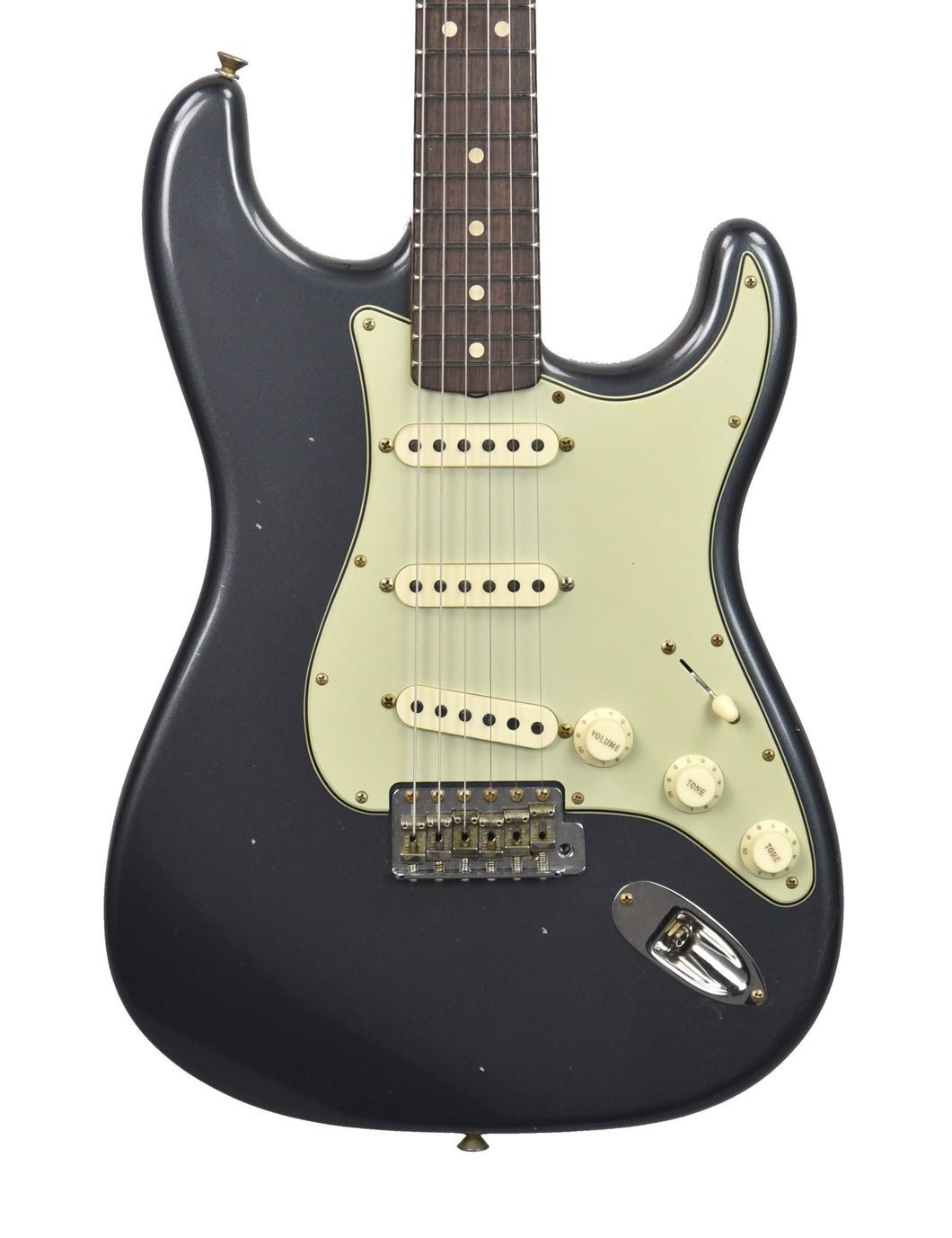 Fender Custom Shop 63 Stratocaster Journeyman Relic in Charcoal Frost Metallic R141833 - The Music Gallery