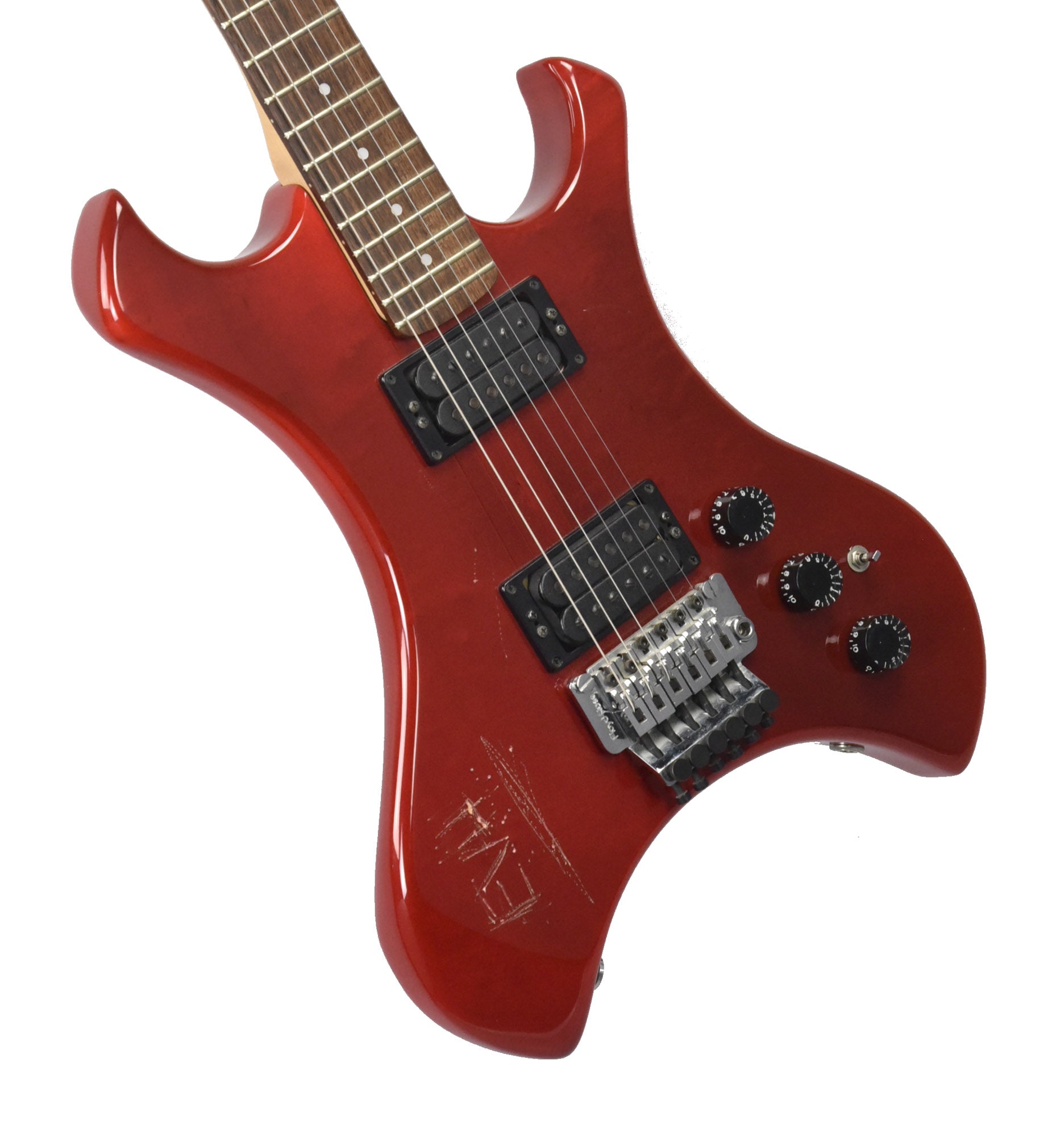 Used Kramer Floyd Rose Eddie Van Halen Etched Electric Guitar in Cherry  D1056 | The Music Gallery