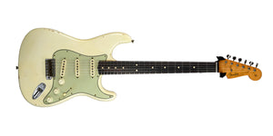 Fender Custom Shop 63 Stratocaster Journeyman Relic Masterbuilt by Paul Waller in Aged Olympic White R119731 - The Music Gallery