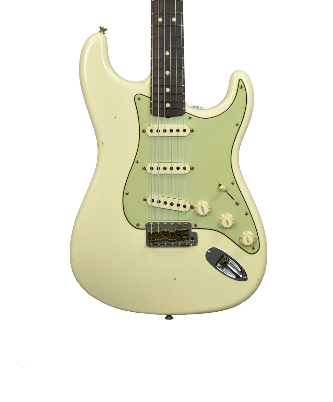 Fender Custom Shop 63 Stratocaster Journeyman Relic in Vintage White R129737 - The Music Gallery