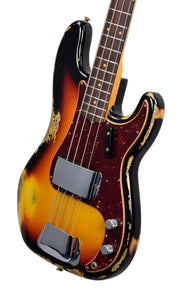 Used 2019 Fender Custom Shop 60 Precision Bass Heavy Relic in 3-Color Sunburst CZ543833 - The Music Gallery
