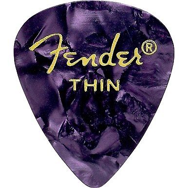Fender® 351 Shape Premium Celluloid Picks - Thin Purple Moto 12-pack - The Music Gallery