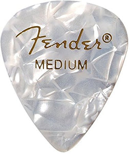 Fender® 351 Shape Premium Celluloid Picks - Medium White Moto 12-Pack - The Music Gallery