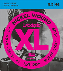 D'Addario Super Light Plus .0095-.044 EXL120+ Nickel Wound Electric Guitar Strings - The Music Gallery