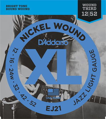D'Addario Jazz Light .012-.052 EJ21 Nickel Wound  Electric Guitar Strings - The Music Gallery