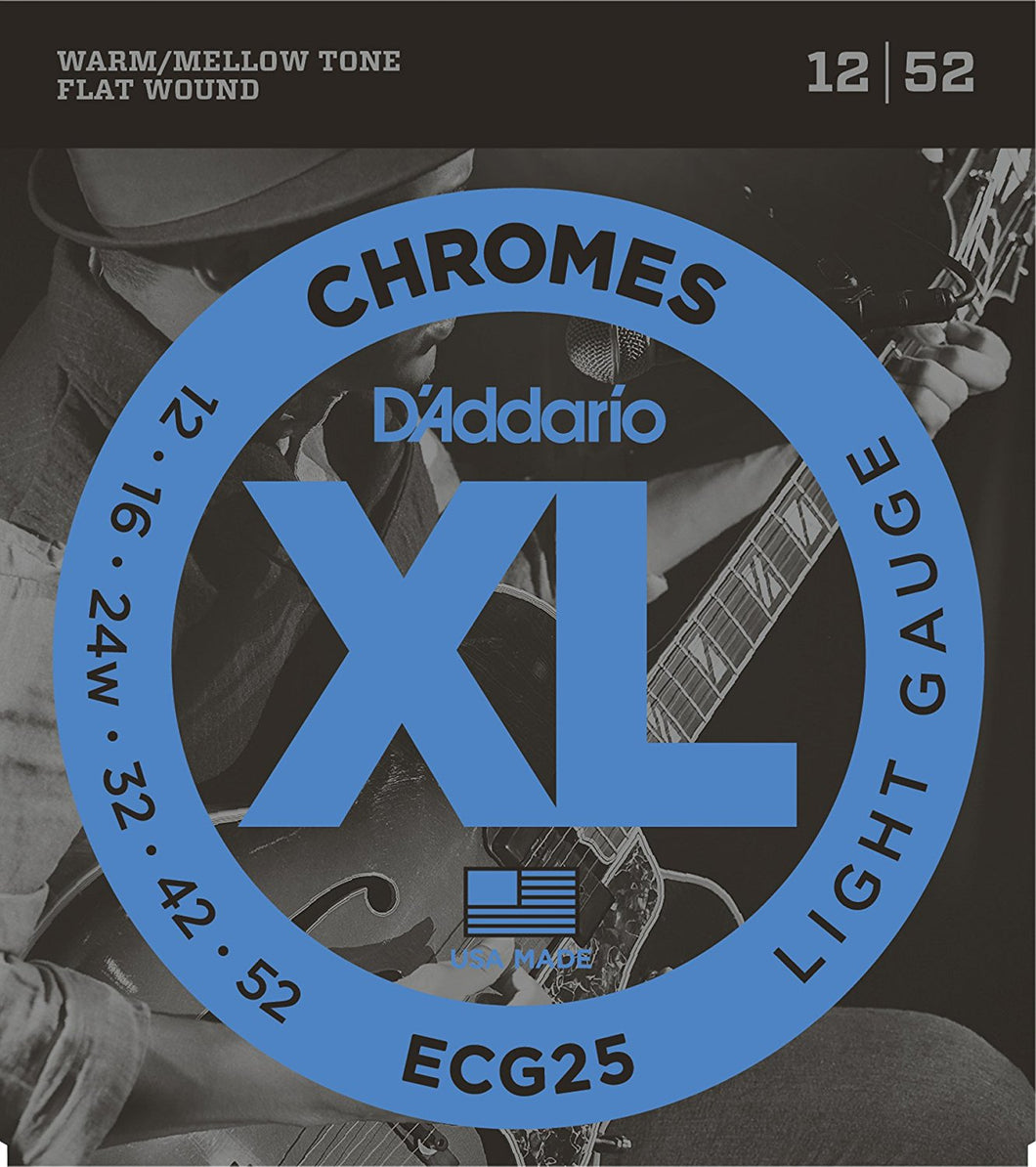 D'Addario XL ECG25 Flat Wound Light .012-.052 Chromes - The Music Gallery