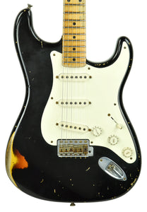 Used Fender Custom Shop 55 Strat Relic Masterbuilt by John Cruz in Black/3 Tone JC603 - The Music Gallery