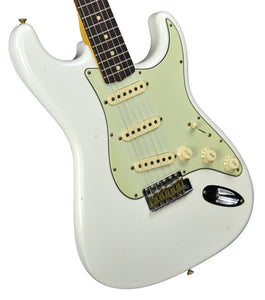 Fender Custom Shop 63 Stratocaster Journeyman Relic in Aged Olympic White R107988 - The Music Gallery