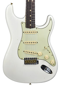 Fender Custom Shop 63 Stratocaster Journeyman Relic in Aged Olympic White R107988 - The Music Gallery