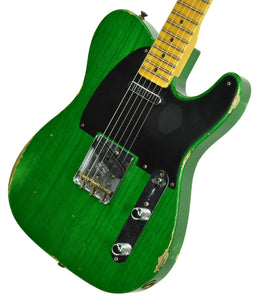 Fender Custom Shop 50s Telecaster Relic 1 Piece Ash Emerald Green Transparent R104550 - The Music Gallery
