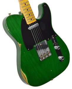 Fender Custom Shop 50s Telecaster Relic w/1 Piece Ash Body in Emerald Green Transparent R105667 - The Music Gallery