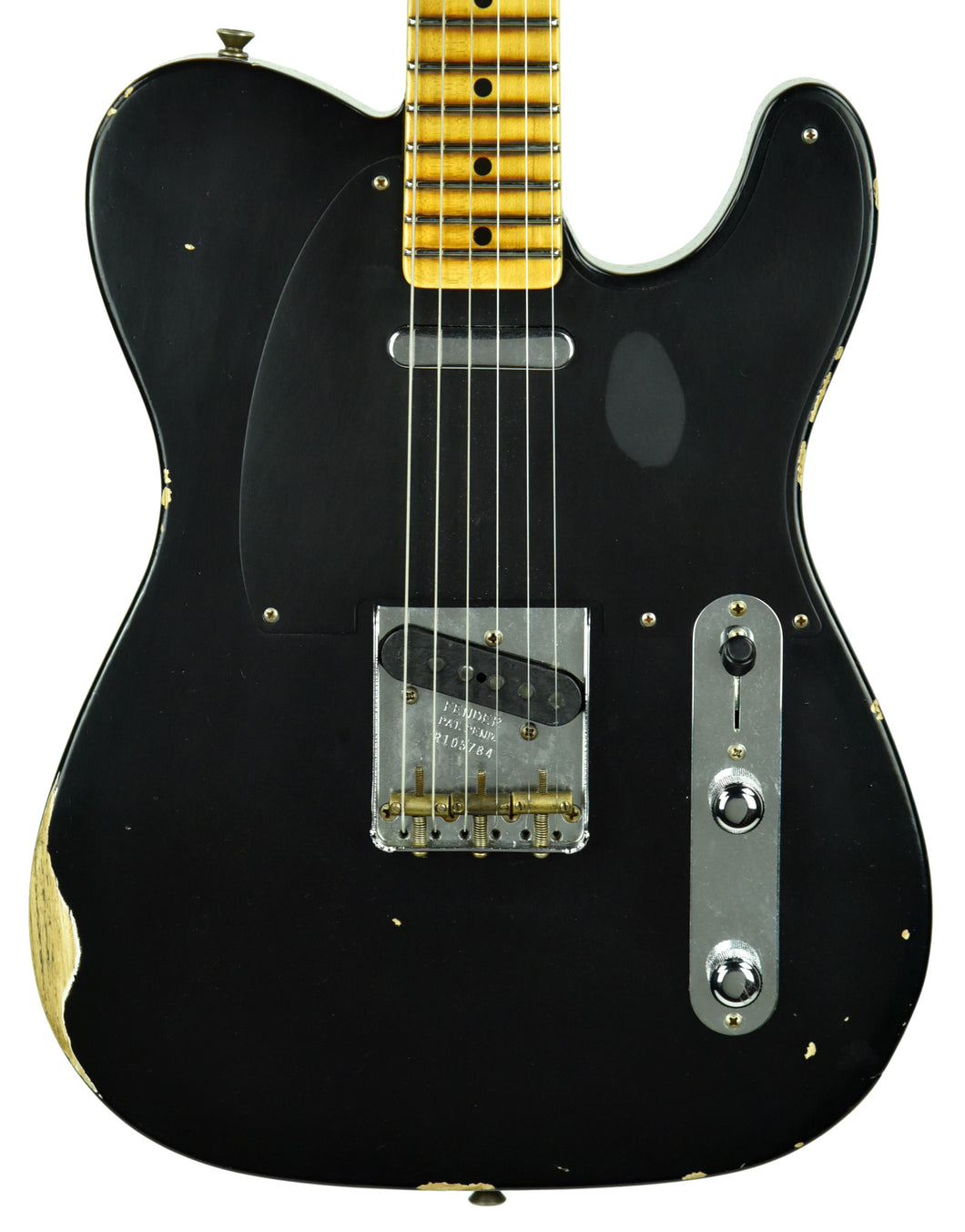 Fender Custom Shop 50s Telecaster Relic 1 Piece Ash in Black R105784 - The Music Gallery