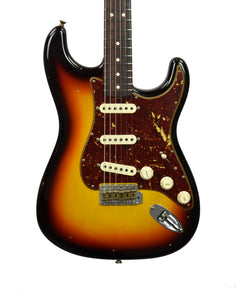 Fender Custom Shop 63 Stratocaster Journeyman Relic Chocolate 3 Tone Sunburst R129589 - The Music Gallery