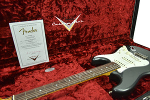 Fender Custom Shop 65 Stratocaster Journeyman Relic in Charcoal Frost Metallic CZ544964 - The Music Gallery