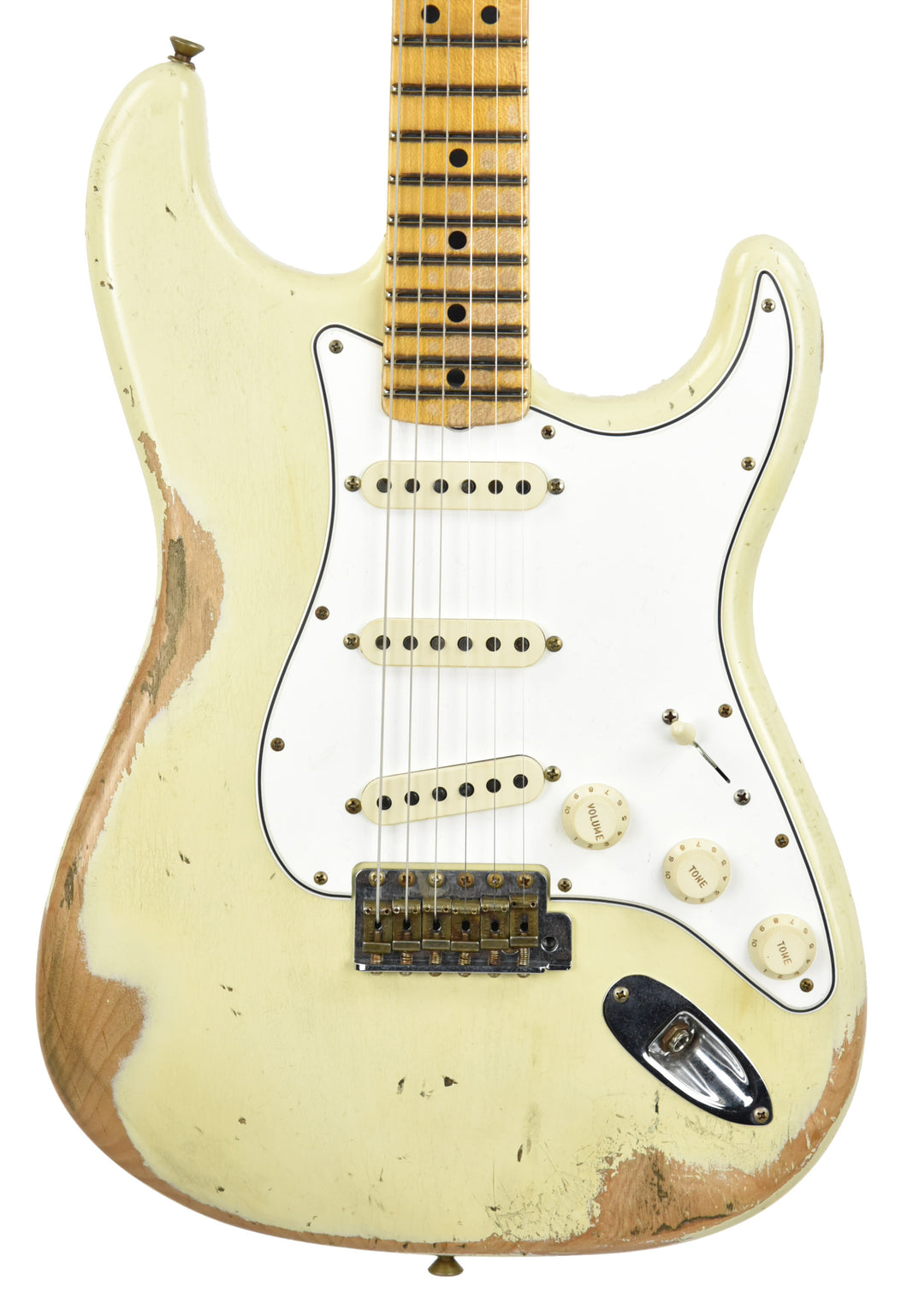 Fender Custom Shop '69 Stratocaster Heavy Relic Aged Vintage White R103056 - The Music Gallery