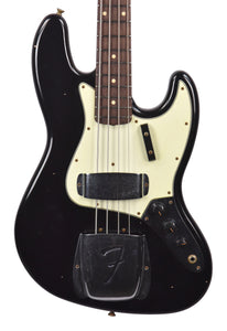 Fender Custom Shop Limited 64 Jazz Bass Journeyman Relic in Black CZ551374 - The Music Gallery
