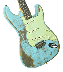 Fender Custom Shop Masterbuilt 63 Stratocaster Relic by Greg Fessler in Daphne Blue R104079 - The Music Gallery