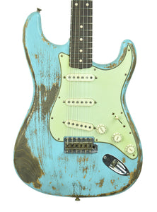 Fender Custom Shop Masterbuilt 63 Stratocaster Relic by Greg Fessler in Daphne Blue R104079 - The Music Gallery