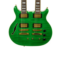 Used 1999 Hamer Artist Double Neck Semi Hollow - 1 of a Kind - in Trans Emerald Green 949476 - The Music Gallery