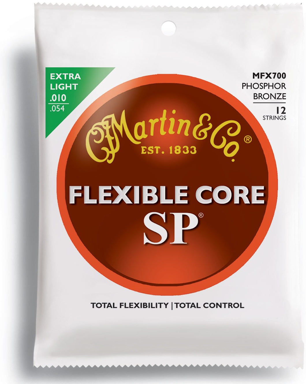 Martin MFX700 .010-.054 SP Flexible Core 92/8 Phosphor Bronze 12 String Extra Light Acoustic Guitar Strings - The Music Gallery