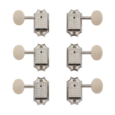Gibson Deluxe White Button Tuner Set Vintage Nickel PMMH-060 - The Music Gallery