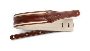 Taylor Element 2.5" Leather Guitar Strap in Brown/Cream - The Music Gallery