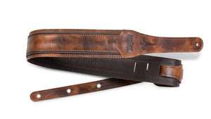Taylor Fountain 2.5" Leather Guitar Strap in Weathered Brown - The Music Gallery