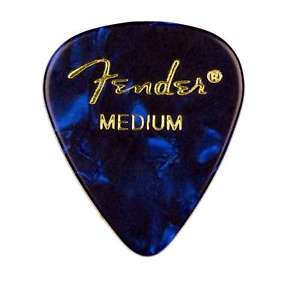 Fender® 351 Shape Premium Celluloid Picks - Medium Blue Moto 12-pack - The Music Gallery