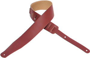 Levy's Chrome 2.5" Leather Guitar Strap - Burgundy - The Music Gallery