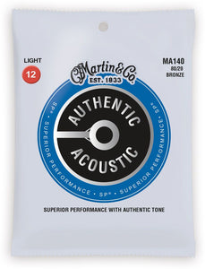Martin MA140 SP Light .012-.054 80/20 Bronze Authentic Acoustic Guitar Strings - The Music Gallery