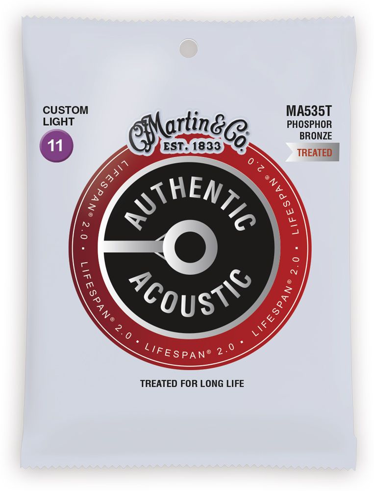 Martin MA535T .011-.052 Gauge Authentic Acoustic Lifespan 2.0 Treated Guitar Strings - The Music Gallery