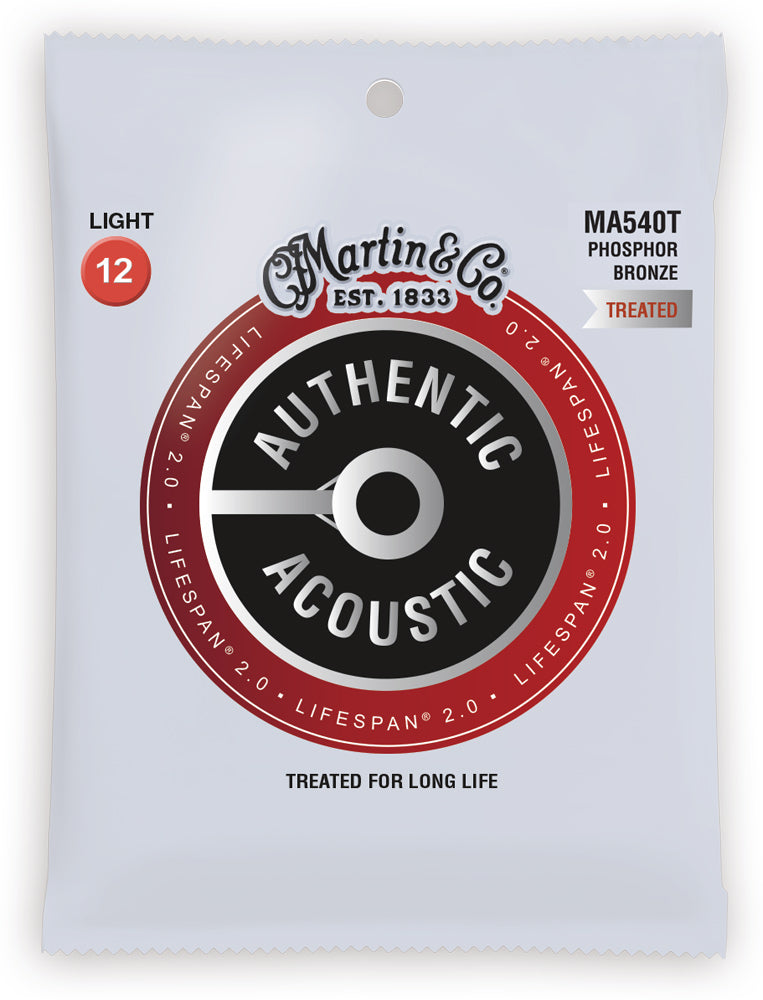 Martin MA540T .012-.054 Gauge Authentic Lifespan 2.0 Phosphor Bronze Acoustic Guitar Strings - The Music Gallery