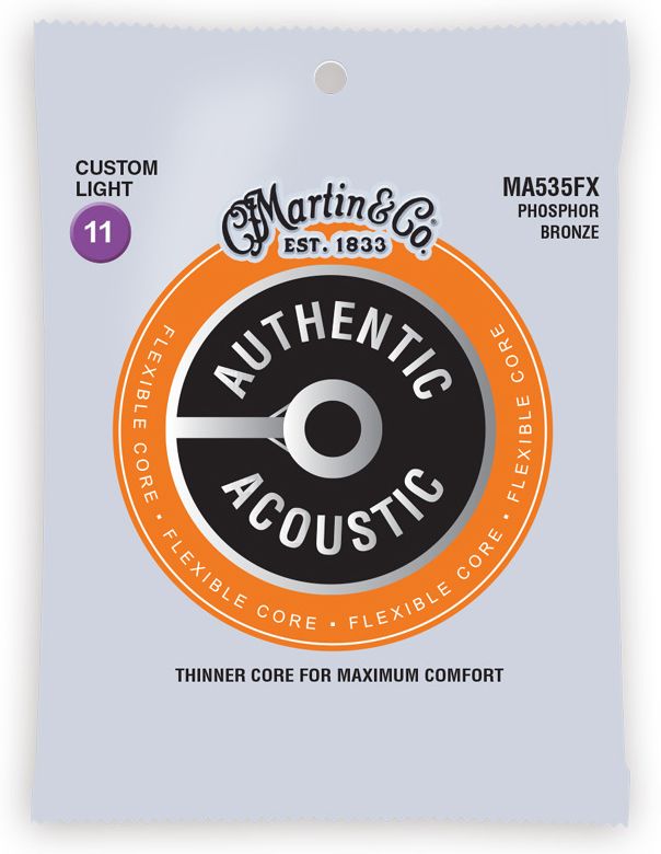 Martin MA535FX .011-.052 Custom Light Flexible Core Phosphor Bronze Acoustic Guitar Strings - The Music Gallery