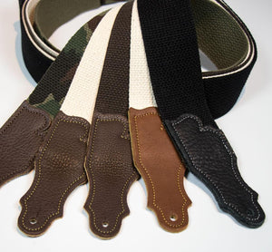 Franklin 2" Cotton Guitar Strap with Glove Leather End Tab - The Music Gallery
