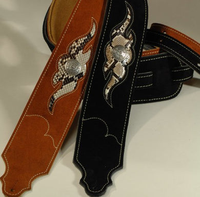 Franklin 3 Inch Suede with Snakeskin Inset Concho - The Music Gallery